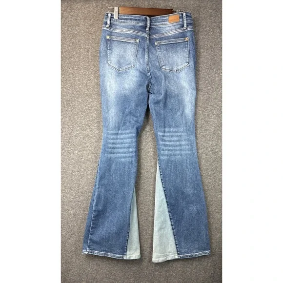 Judy Blue Inseam Panel Two Tone Flare Wide Leg Jeans High Rise Size 9/29 JB88524 - Picture 7 of 15